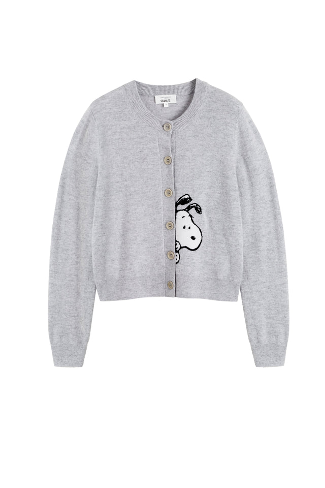 Light-Grey Wool-Cashmere Sneeky Snoopy Cardigan image 4