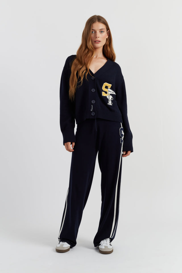 Navy Cotton Snoopy Varsity Cardigan image 2