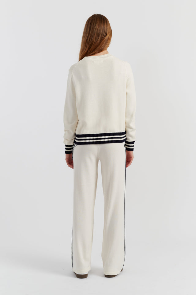 Cream Cotton Snoopy Varsity Sweater image 3