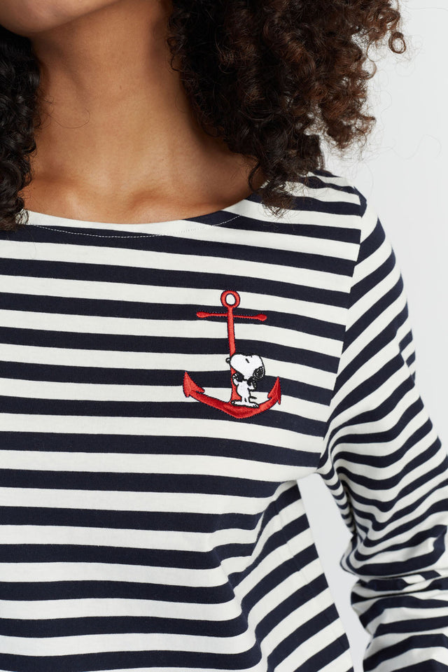 Women's Chinti and Parker T-shirt Navy Cotton Heart Breton Snoopy Long Sleeve Size XS-3L image 1