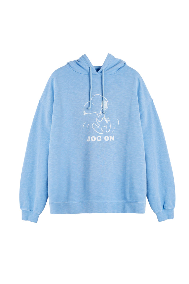 Sky-Blue Cotton Jog On Snoopy Hoodie image 5