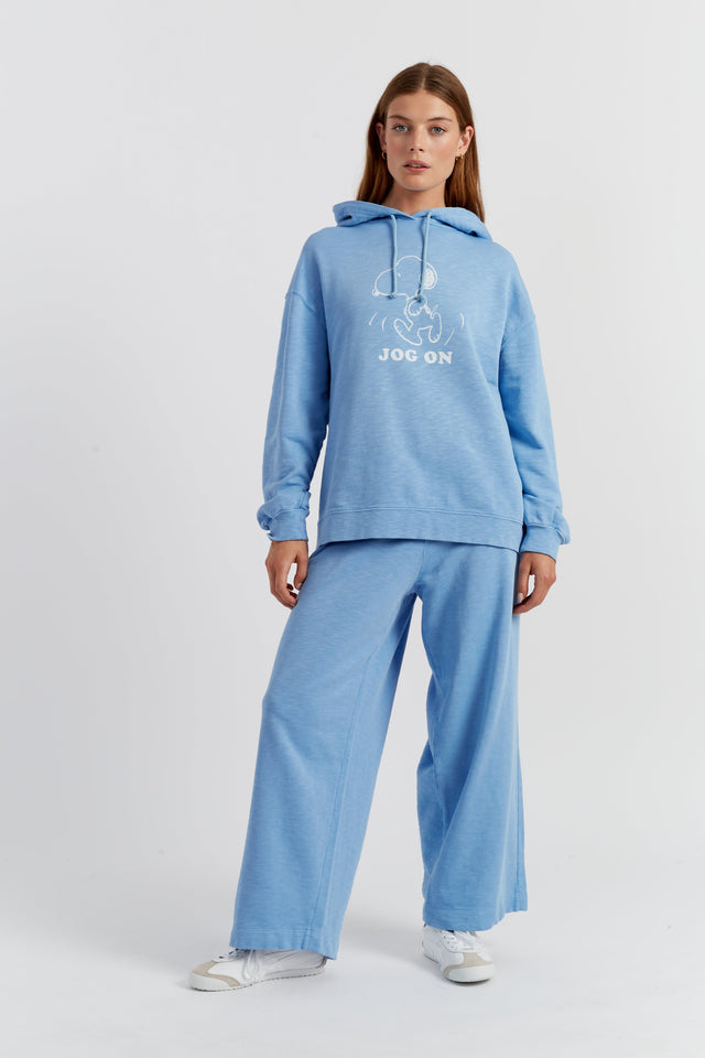 Sky-Blue Cotton Jog On Snoopy Hoodie image 2