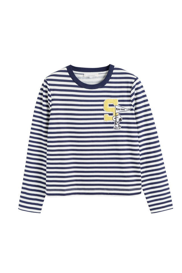 Navy Cotton Snoopy Varsity Long Sleeve T-shirt image 4