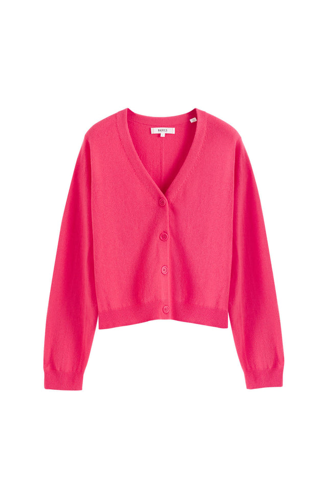 Bright-Coral Wool-Cashmere Cropped Cardigan image 2