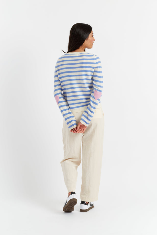 Powder-Blue Wool-Cashmere Heart Elbow Patch Sweater image 2