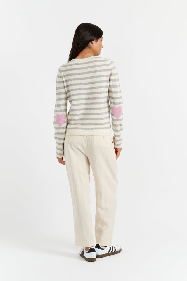 Light-Grey Wool-Cashmere Heart Elbow Patch Sweater image 2
