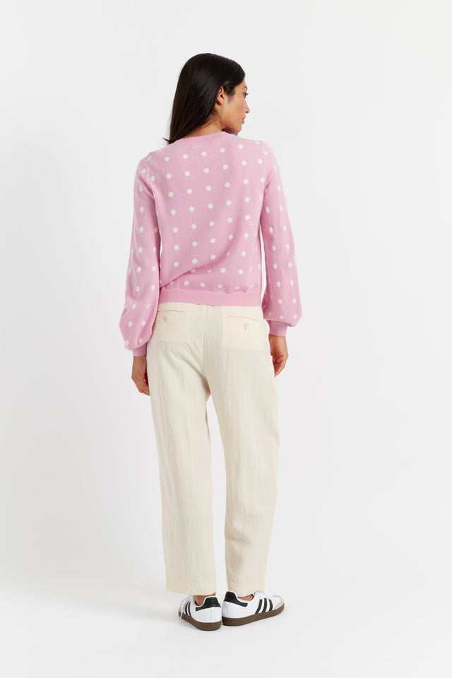 Womens Pink Wool-Cashmere Sweater Polka Dot Chinti And Parker Size XS-3L image 2