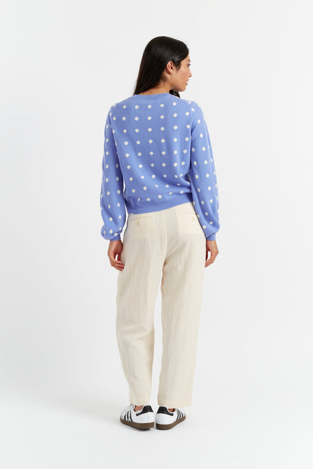 Womens Blue Wool-Cashmere Sweater Polka Dot Chinti And Parker Size XS-3L image 2