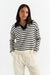 Navy Wool-Cashmere Striped Collar Sweater