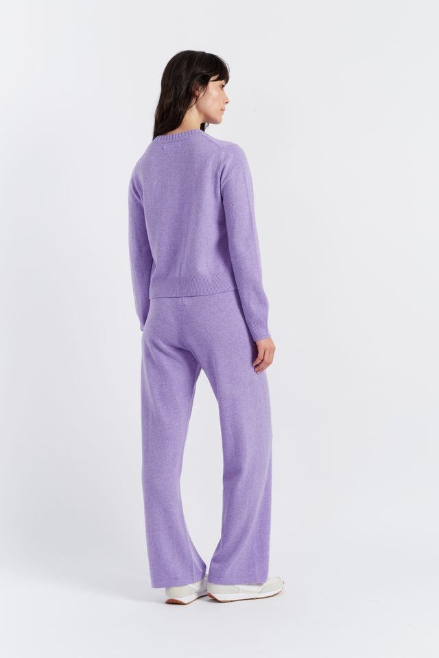 Lavender Wool-Cashmere Wide-Leg Track Pants image 3