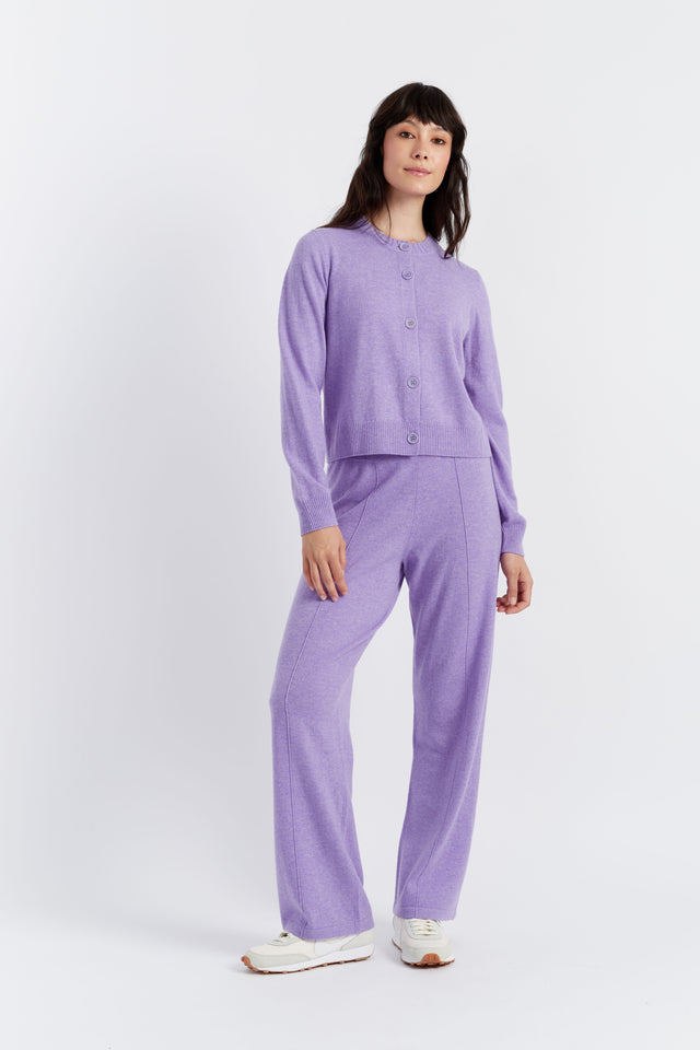 Lavender Wool-Cashmere Wide-Leg Track Pants image 1