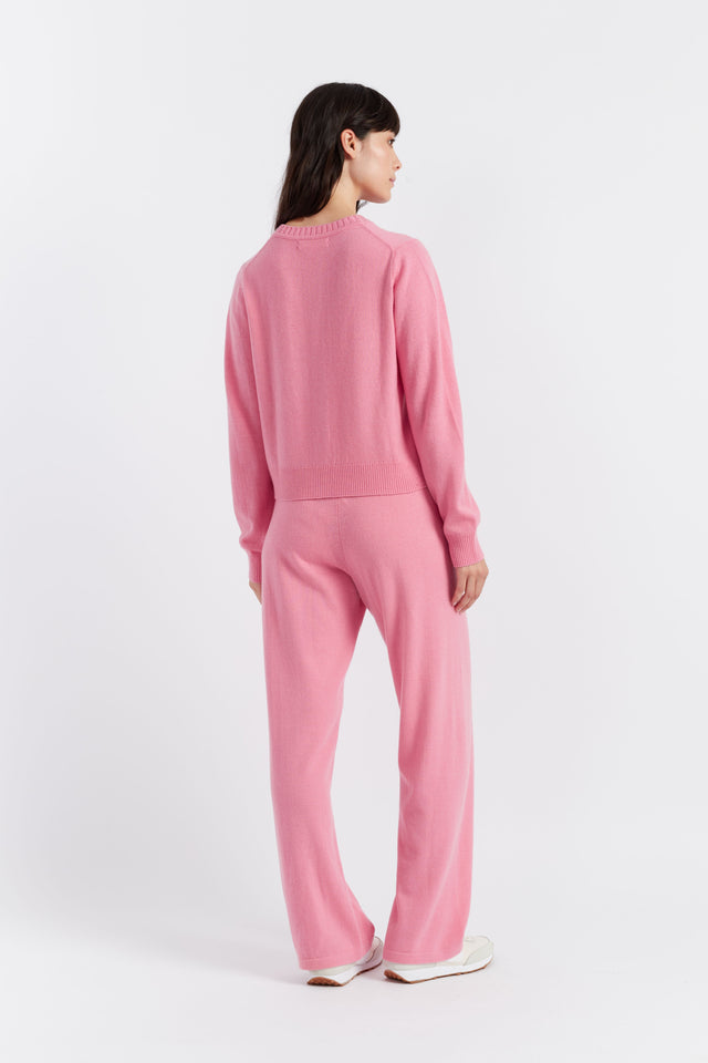 Pink Wool-Cashmere Wide-Leg Track Pants image 3