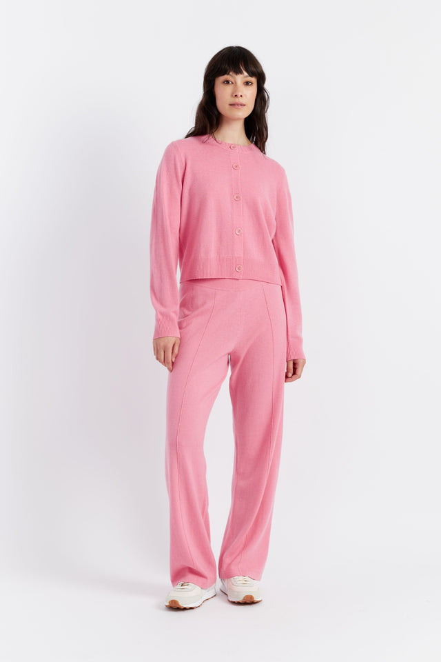 Pink Wool-Cashmere Wide-Leg Track Pants image 1