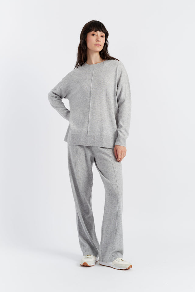 Light-Grey Wool-Cashmere Wide-Leg Track Pants image 1