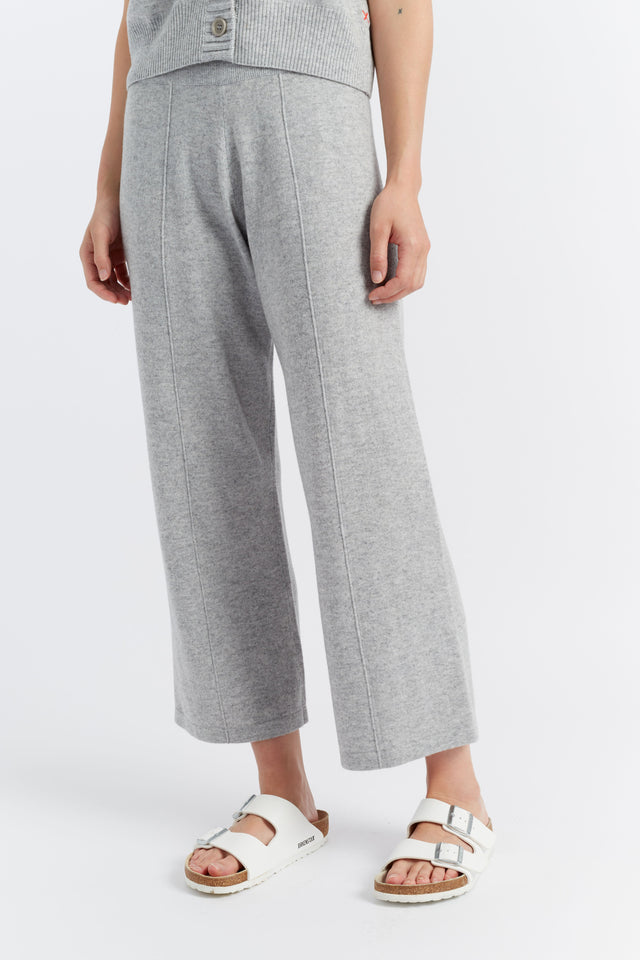 Light-Grey Wool-Cashmere Cropped Track Pants image 4