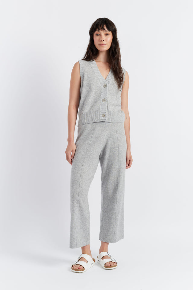 Light-Grey Wool-Cashmere Cropped Track Pants image 1