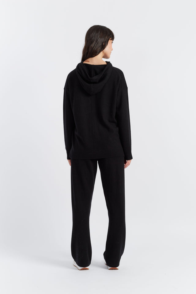 Black Wool-Cashmere Relaxed Hoodie image 3