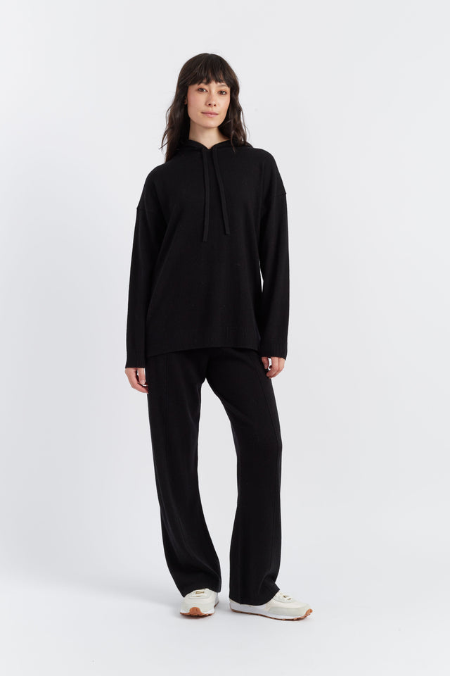 Black Wool-Cashmere Relaxed Hoodie image 4