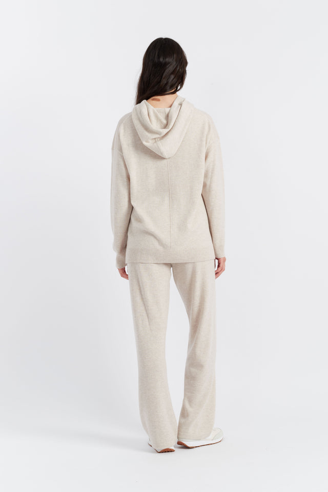 Light-Oatmeal Wool-Cashmere Relaxed Hoodie image 3