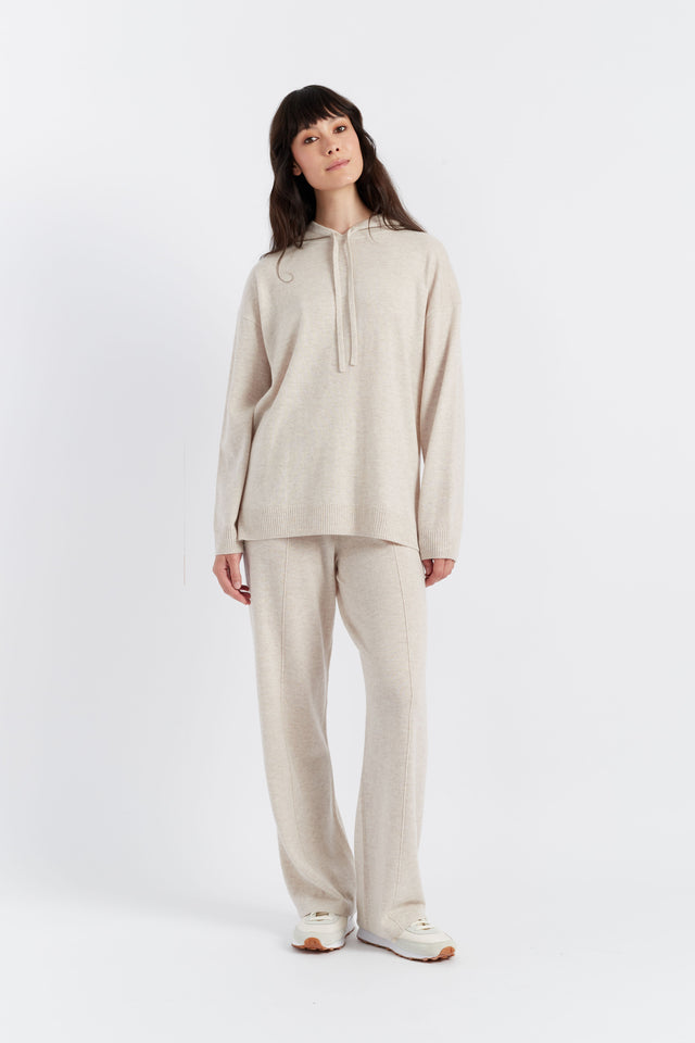 Light-Oatmeal Wool-Cashmere Relaxed Hoodie image 4