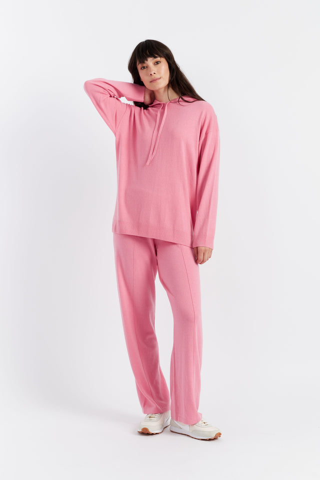 Pink Wool-Cashmere Relaxed Hoodie image 4