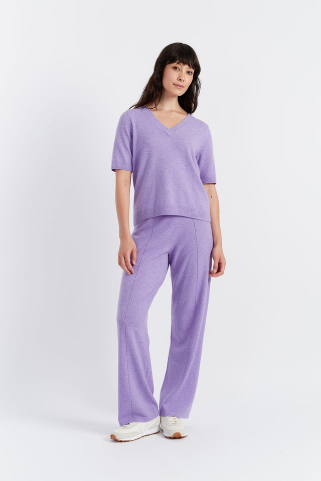 Lavender Wool-Cashmere V-Neck T-shirt image 4