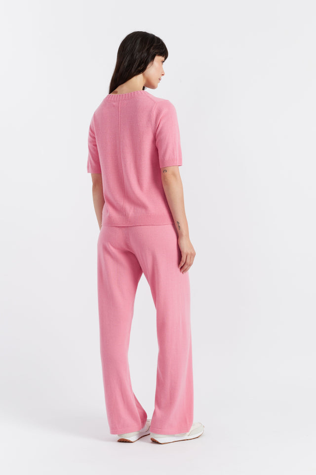 Pink Wool-Cashmere V-Neck T-shirt image 3