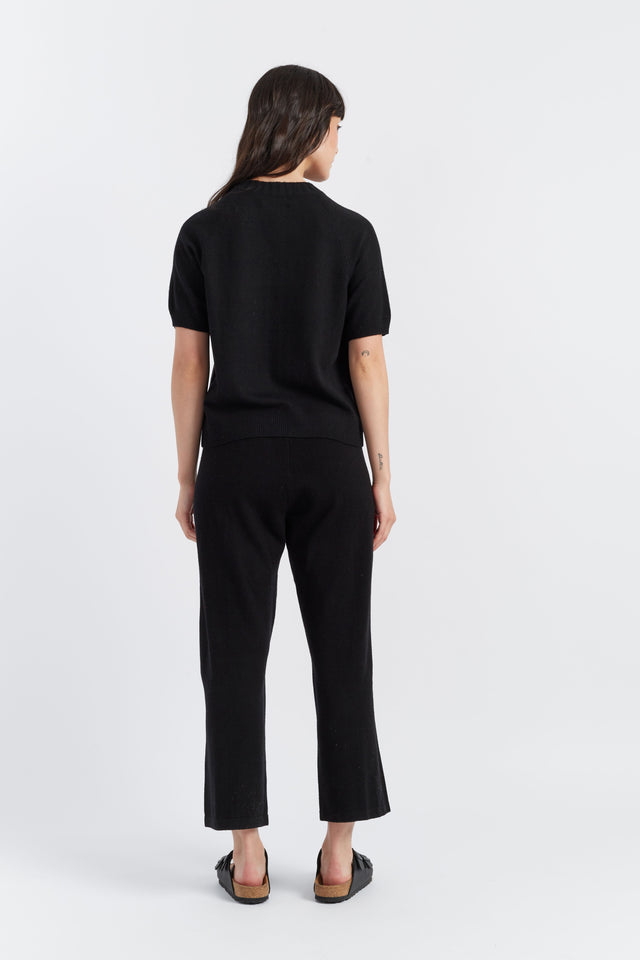 Black Wool-Cashmere Cropped Track Pants image 3