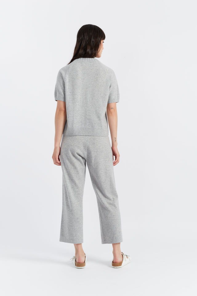 Light-Grey Wool-Cashmere Button T-Shirt image 3