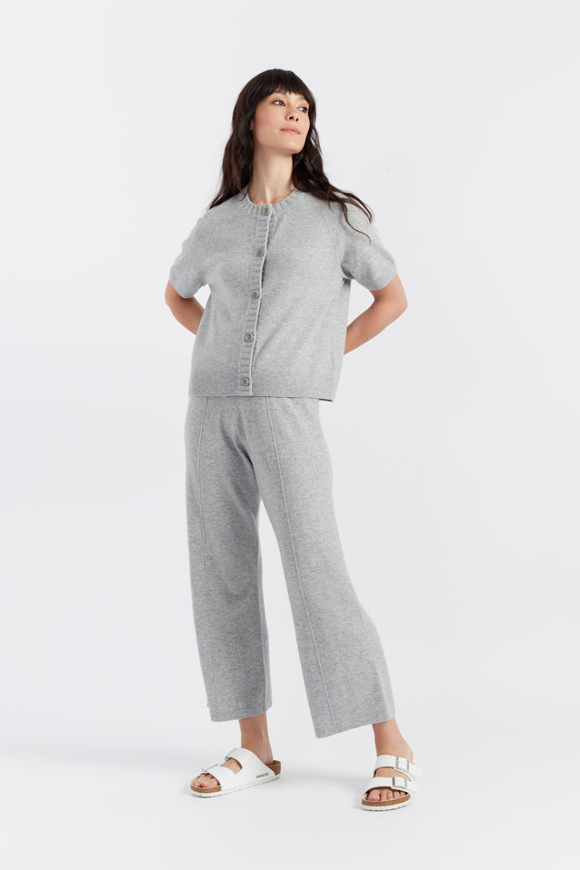 Light-Grey Wool-Cashmere Button T-Shirt image 4