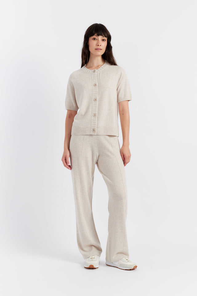 Light-Oatmeal Wool-Cashmere Button T-Shirt image 4