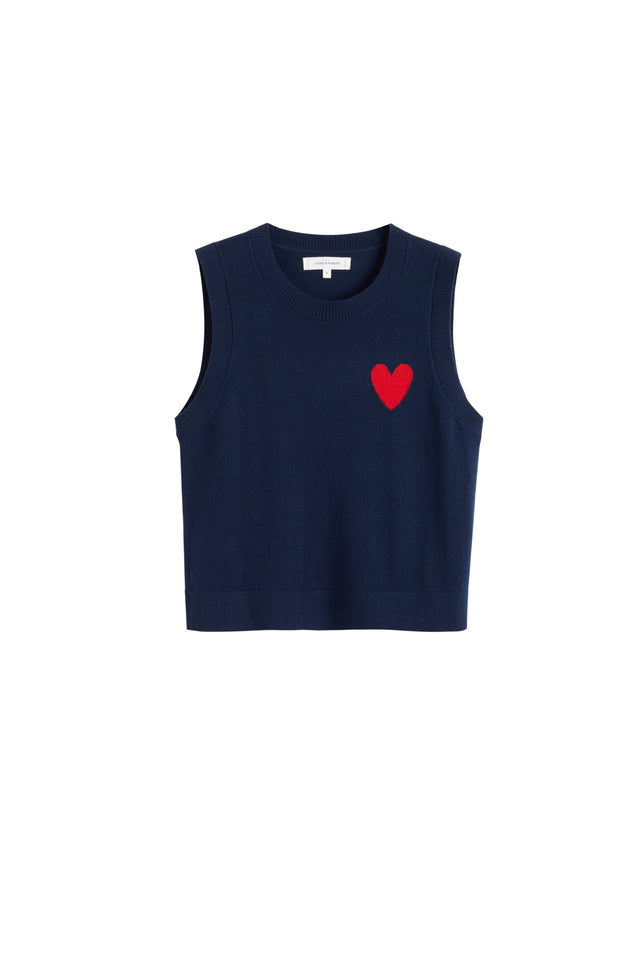 Navy Merino Heart Breton Tank image 2
