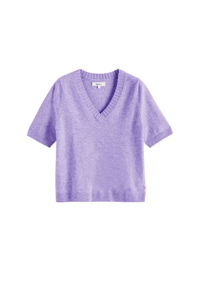 Lavender Wool-Cashmere V-Neck T-shirt image 2