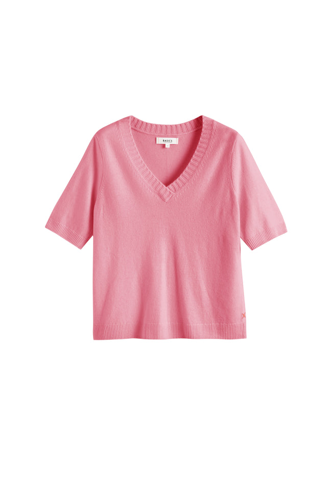 Pink Wool-Cashmere V-Neck T-shirt image 2