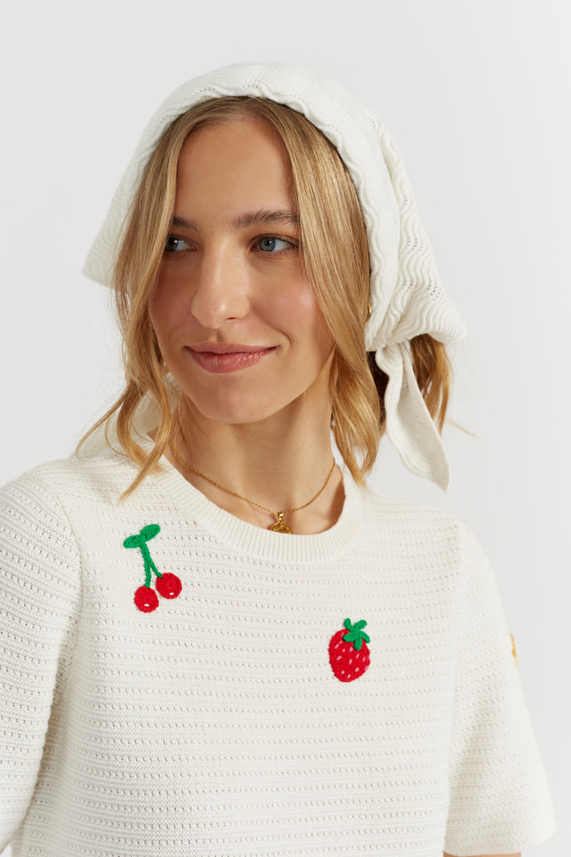 Cream Cotton Cherry Bandana image 2