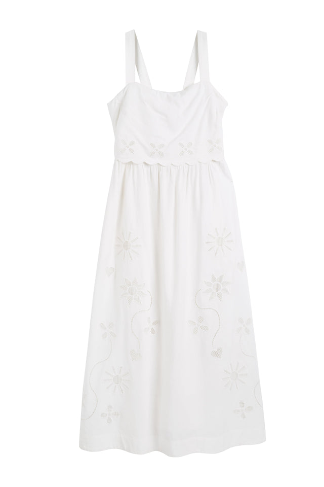Cream Linen-Blend Broderie Summer Dress image 5