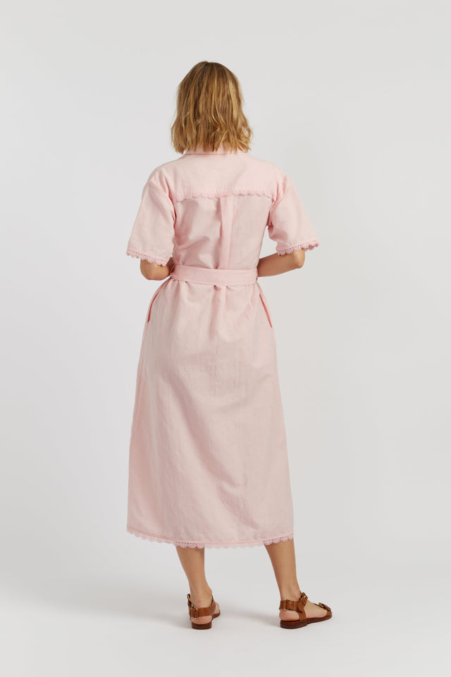 Chinti and Parker Women's Dress Light-Pink Linen-Blend Scallop Shirt shape image 3