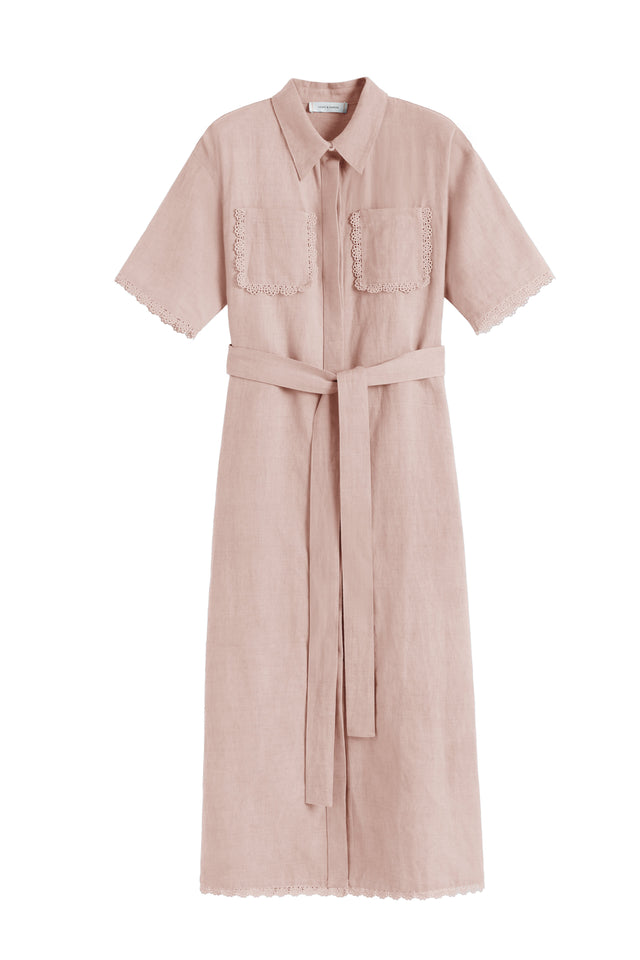 Chinti and Parker Women's Dress Light-Pink Linen-Blend Scallop Shirt shape image 4