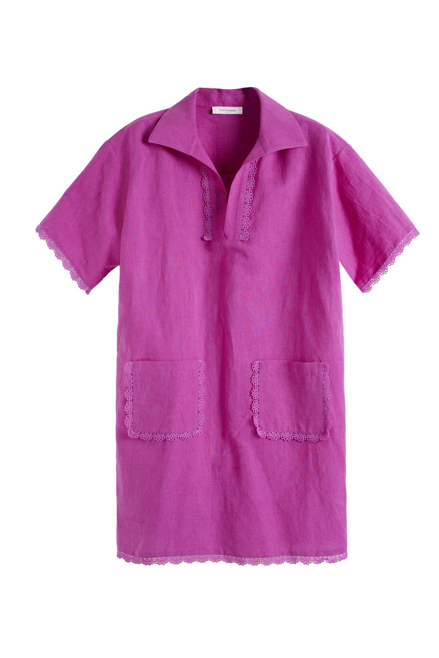 Magenta Linen-Blend Scallop Tunic Dress image 4
