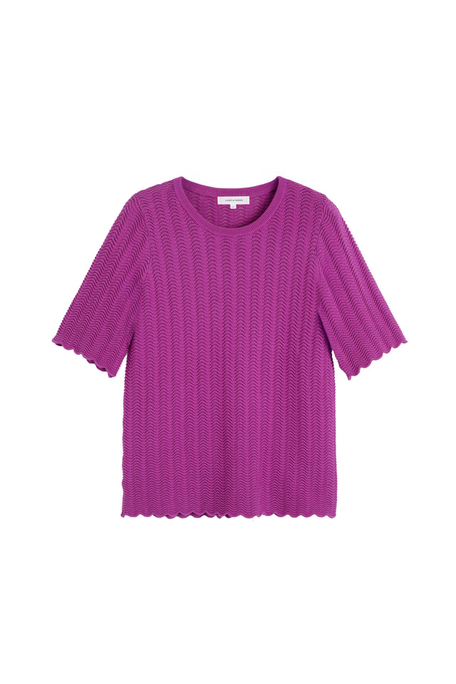 Magenta Cotton Crochet Tee image 3