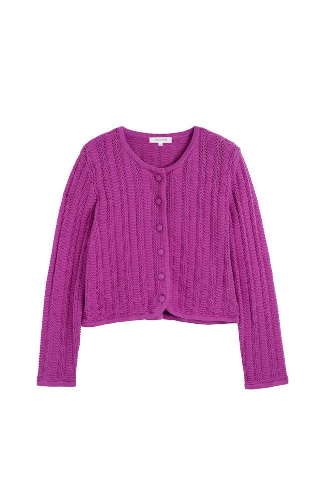 Magenta Cotton Crochet Cardigan image 4