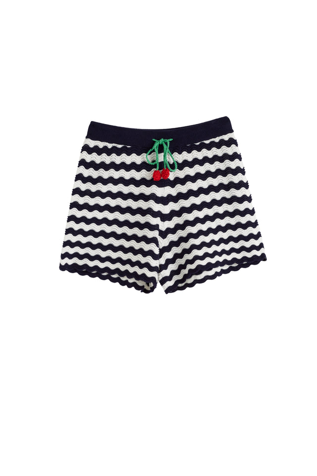 Navy Cotton Cherry Crochet Shorts image 5