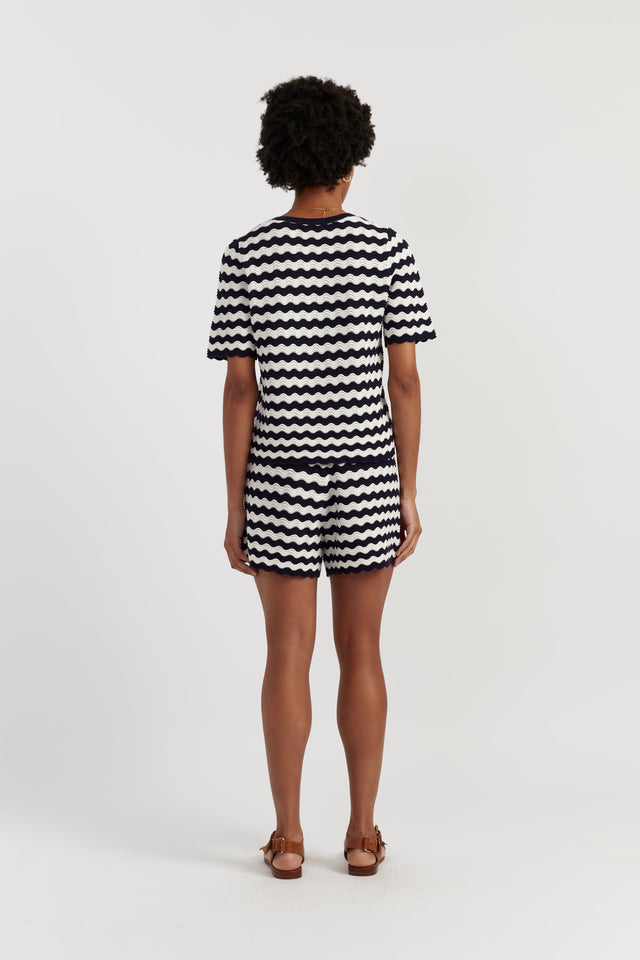 Navy Cotton Cherry Crochet Shorts image 3