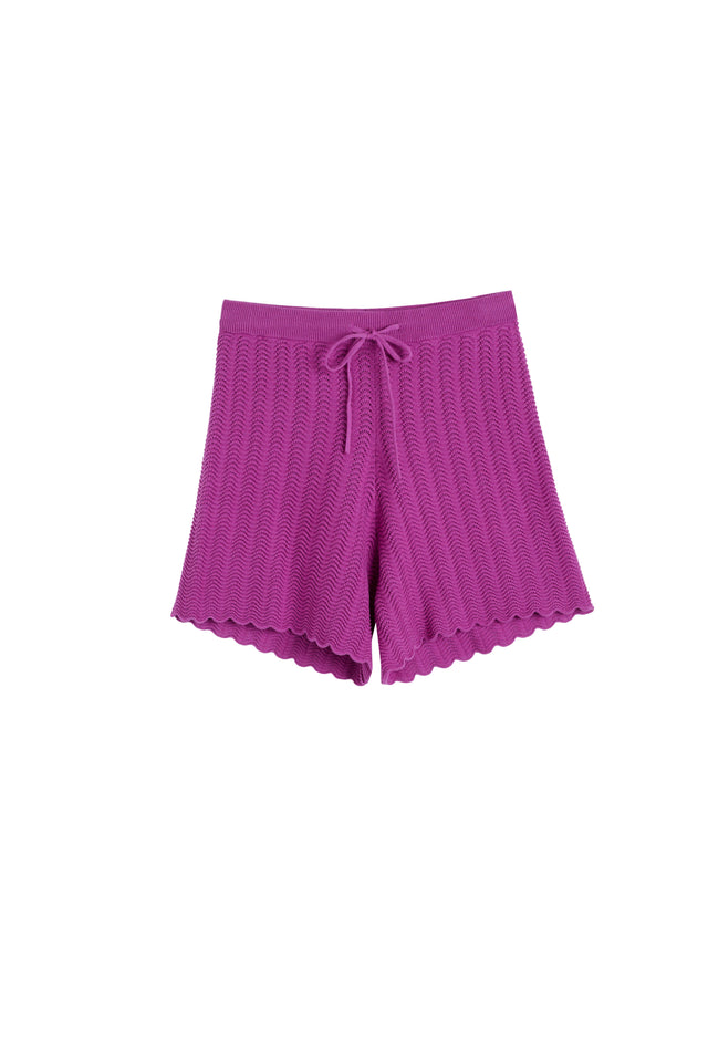 Magenta Cotton Crochet Shorts image 4