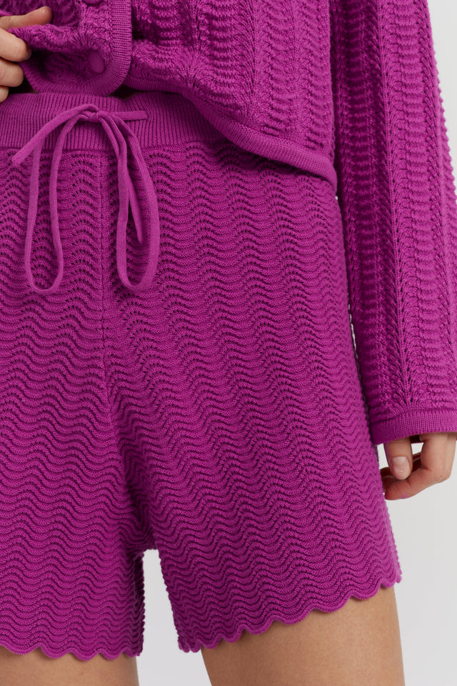 Magenta Cotton Crochet Shorts image 2