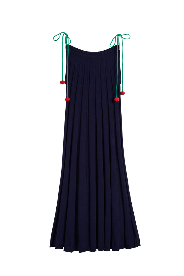 Navy Cotton Cherry Swing Dress image 5