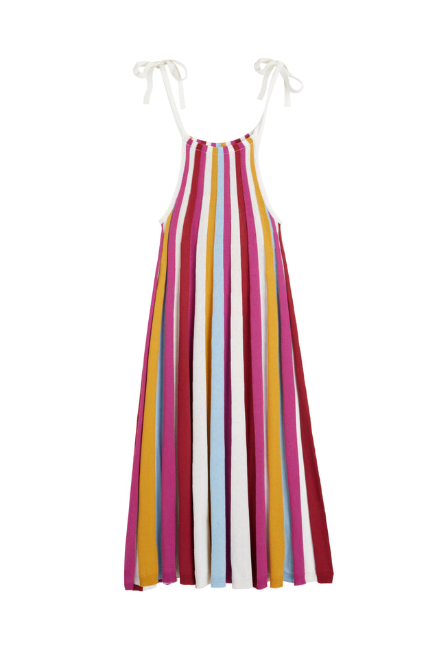 Cream Cotton Rainbow Swing Dress image 4