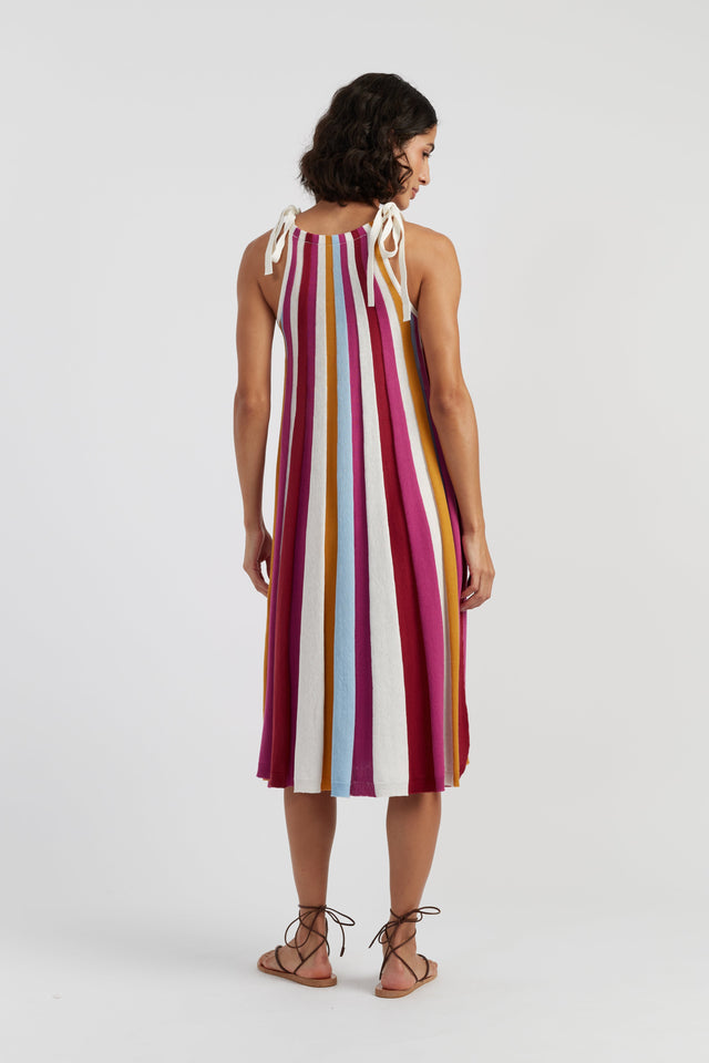 Cream Cotton Rainbow Swing Dress image 3