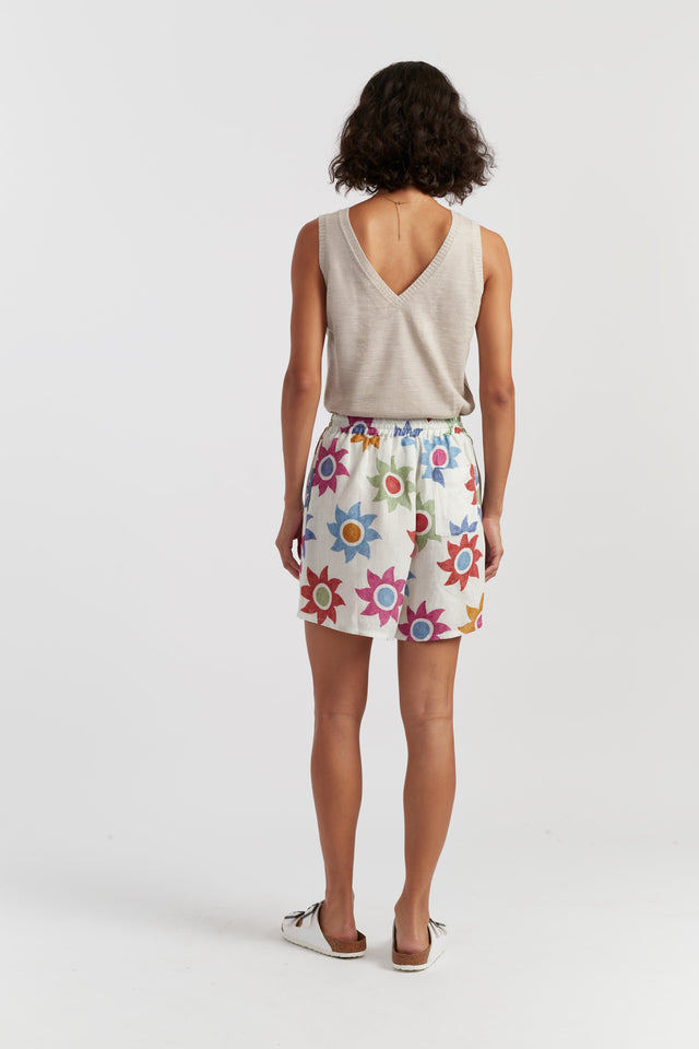 Cream Cotton Sol Shorts image 3