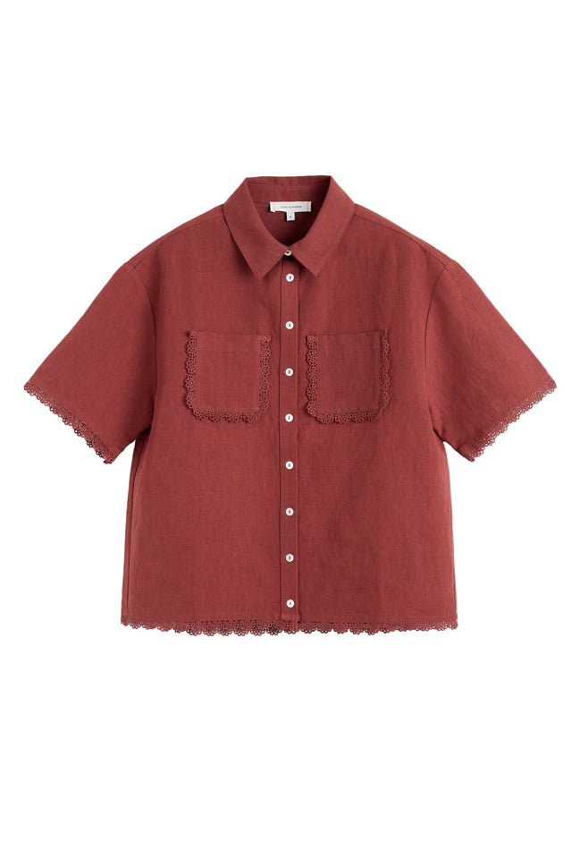 Sienna Linen-Blend Scallop Edge Shirt image 4